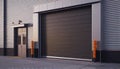 Modern Private Garage. Garage Gate with Automatic roller System. Royalty Free Stock Photo