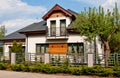 Modern private house with horizontal bars grey steel fence