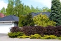 Modern private house with lush garden Royalty Free Stock Photo