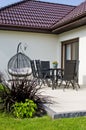 Modern private house terrace design in summer Royalty Free Stock Photo