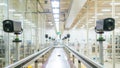 A modern production facility with a network of sensors and cameras providing a 3D view of operational efficiency