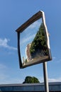 Convex mirror, modernist factory, Wijgmaal, Leuven, Belgium