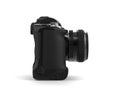 Modern professional black photo camera - grip side view