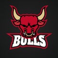 Modern professional bull logo for a sport team. Vector logo on a dark background.