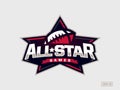 Modern professional emblem all star for american football game in red theme