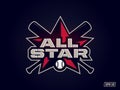 Modern professional emblem all star for baseball game in red theme Royalty Free Stock Photo