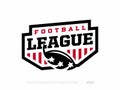 Modern professional emblem american football league in red and white theme