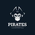 Modern professional emblem pirates monkey for american football team