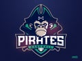 Modern professional emblem pirates monkey for baseball team Royalty Free Stock Photo