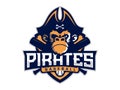 Modern professional emblem pirates monkey for baseball team Royalty Free Stock Photo