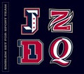 Modern professional letter emblems for sport teams. J Z D Q letter