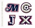 Modern professional letter emblems for sport teams. M C J X letter