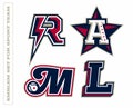 Modern professional letter emblems for sport teams. R A M L letter