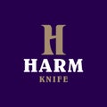 Modern professional logo H harm knife in gold and purple theme