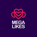 Modern professional logo mega likes in purple and pink theme