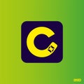 Modern professional logo monograma C in green and yellow theme