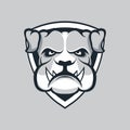 Modern professional logo for sport team. Bulldog mascot. Bulldogs, vector symbol on a dark background. Royalty Free Stock Photo