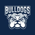 Modern professional logo for sport team. Bulldog mascot. Bulldogs, vector symbol on a dark background.