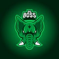 Modern professional logo for sport team. Eephant mascot. Elephants vector symbol on a dark background.