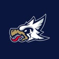 Modern professional logo for sport team. Griffin mascot. Royals, vector symbol on a dark background.