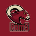 Modern professional logo for sport team. Ram mascot. Rams, vector symbol on a dark background. Royalty Free Stock Photo