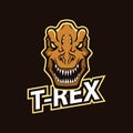 Modern professional logo for sport team. T-rex mascot. Dinosaur vector symbol on a dark background. Royalty Free Stock Photo