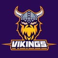 Modern professional logo for sport team. Viking mascot. Vikings, vector symbol on a dark background.