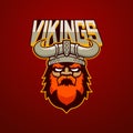 Modern professional logo for sport team. Viking mascot. Vikings, vector symbol on a dark background.