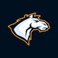 Modern professional logo for sport team. Wild horse mascot. Stallion vector symbol isolated on a dark background. Royalty Free Stock Photo