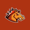 Modern professional logo for sport team. Wild horse mascot. Stallion vector symbol isolated on a dark background. Royalty Free Stock Photo