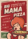 Modern professional pizza poster in the culinary industry, with a picture of a woman
