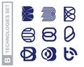 Modern professional set logos B technology in blue theme