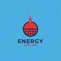 Modern Navy Red Energy Solar Logo on Bright blue Background Royalty Free Stock Photo