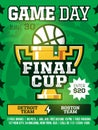 Modern professional sports design poster with basketball tournament in green theme