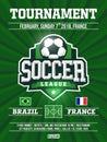 Modern professional sports flyer design with soccer league in green theme