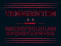 Modern professional vector alphabet with latin letters. Terminator typeface