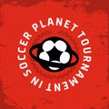 Modern professional vector emblem planet tournament in soccer