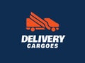 Modern professional vector logo delivery cargoes in blue theme