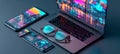 A modern programmer s workspace with advanced coding tools and innovative technology stock images. Royalty Free Stock Photo
