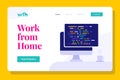Modern Programmer Work from Home Illustration Landing Page, Web Banners, Suitable for Diagrams, Infographics, Book Illustration,