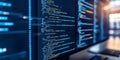 Modern Programming Code Close-Up Of Computer Screen With Colorful Lines Of Software Script Royalty Free Stock Photo