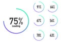 Modern progress bars. Circle loading icons. Elements for web interface. Vector illustration
