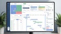 Modern project management software interface displaying gantt chart and task management tools Royalty Free Stock Photo