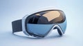 Modern protective ski goggles with a sleek design, tinted lenses, and an adjustable strap Royalty Free Stock Photo