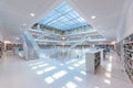 Modern Public City Library - STUTTGART, GERMANY - White interior with many white staircases. Beautiful mordern architecture Royalty Free Stock Photo