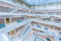 Modern Public City Library - STUTTGART, GERMANY - White interior with many white staircases. Beautiful mordern architecture Royalty Free Stock Photo