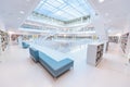 Modern Public City Library - STUTTGART, GERMANY - White interior with many white staircases. Beautiful mordern architecture Royalty Free Stock Photo