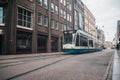 Modern public transport in Amsterdam, Netherlands