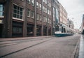 Modern public transport in Amsterdam, Netherlands.