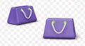 Modern purple bag for females with white handles. Paper shopping bag compositions Royalty Free Stock Photo